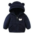 thumbnail image 1 of Baby Boy Girl Teddy Fleece Hoodies Fuzzy Fluffy Hooded Sweatshirt Jacket Cute Bear Ear Coat Fall Winter Warm Zip Up Outerwear, 1 of 2