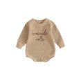 thumbnail image 1 of Baby Boy Girl Thanksgiving Outfit Letter Embroidered Knit Romper Long Sleeve Crew Neck Sweater Bodysuit Fall Winter Clothes 0-18M, 1 of 9