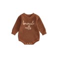 thumbnail image 1 of Baby Boy Girl Thanksgiving Outfit Letter Embroidered Knit Romper Long Sleeve Crew Neck Sweater Bodysuit Fall Winter Clothes 0-18M, 1 of 9