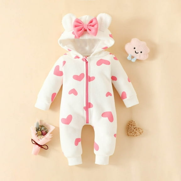 Baby Boy Girl Winter Fuzzy Jumpsuit Infant Bear Ear Snowsuit Long Sleeve Footed Zipper Hoodie Romper Kid Warm Coat
