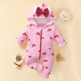thumbnail image 1 of Baby Boy Girl Winter Fuzzy Jumpsuit Infant Bear Ear Snowsuit Long Sleeve Footed Zipper Hoodie Romper Kid Warm Coat, 1 of 3