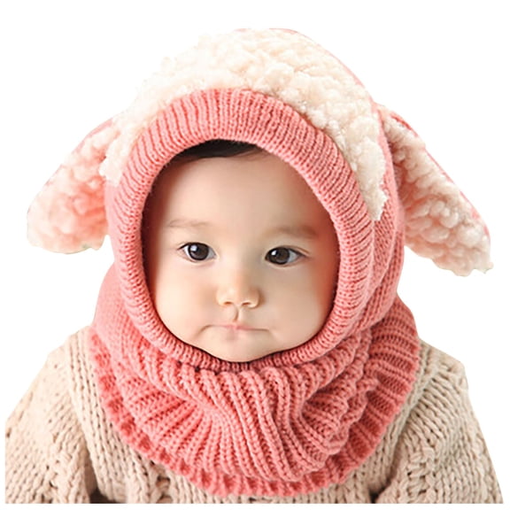 Baby Boy Girl Winter Hat with Scarf Cut Baby Lined Hat Earflap Hood Scarves Caps Balaclava with Neck Warmer for Toddler Kids