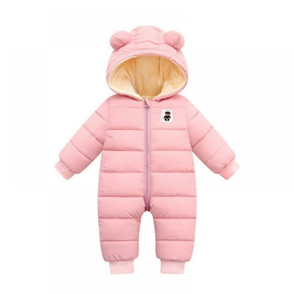 Baby Boy Girl Winter Warm Ear Hooded Romper Jumpsuit Jacket Overcoat Thick Down Coat