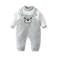 thumbnail image 1 of Baby Boy Girls Clothes Newborn Romper Fall Winter One-piece Outfit Infant Cute Cartoon Clothing Set 0-18 Months Gray 12-18 Months, 1 of 3