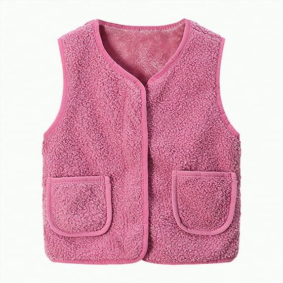 TAmten Baby Boy Girls Sleeveless Jacket Full Zipper Sherpa Vest Toddler Kids Fall Winter Waistcoat Outerwear with Pocket(Pink,12-18 Months)