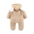 thumbnail image 1 of Baby Boy Girls Winter Warm Rompers Unisex Fleece Outfits Bodysuits Baby Winter Girls Boys Clothes Warm Animal Overall Rompers Jumpsuit Beige 0-3 Months, 1 of 3