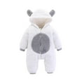 thumbnail image 1 of Baby Boy Girls Winter Warm Rompers Unisex Newborn Fleece Outfits Bodysuits Newborn Baby Winter Girls Boys Clothes Warm Animal Overall Rompers Jumpsuit White 6-9 Months, 1 of 4
