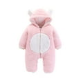 thumbnail image 1 of Baby Boy Girls Winter Warm Rompers Unisex Newborn Fleece Outfits Bodysuits Newborn Baby Winter Girls Boys Clothes Warm Animal Overall Rompers Jumpsuit Pink 3-6 Months, 1 of 7