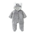 thumbnail image 1 of Baby Boy Girls Winter Warm Rompers Unisex Newborn Fleece Outfits Bodysuits Newborn Baby Winter Girls Boys Clothes Warm Animal Overall Rompers Jumpsuit Gray 0-3 Months, 1 of 3