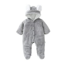 Baby Boy Girls Winter Warm Rompers Unisex Newborn Fleece Outfits Bodysuits Newborn Baby Winter Girls Boys Clothes Warm Animal Overall Rompers Jumpsuit Gray 3-6 Months