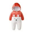 thumbnail image 1 of Baby Boy Girls Winter Warm Rompers Unisex Newborn Fleece Outfits Bodysuits Toddler Baby Boys Girls Color Plush Cute Cartoon Winter Thick Keep Warm Jumpsuit Romper Red 9-12 Months, 1 of 5