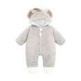 thumbnail image 1 of Baby Boy Girls Winter Warm Rompers Unisex Newborn Fleece Outfits Bodysuits Toddler Baby Boys Girls Color Plush Cute Bear Ears Winter Thick Keep Warm Jumpsuit Romper Gray Months, 1 of 7