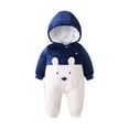 thumbnail image 1 of Baby Boy Girls Winter Warm Rompers Unisex Newborn Fleece Outfits Bodysuits Toddler Baby Boys Girls Color Plush Cute Cartoon Winter Thick Keep Warm Jumpsuit Romper Navy 12-18 Months, 1 of 5