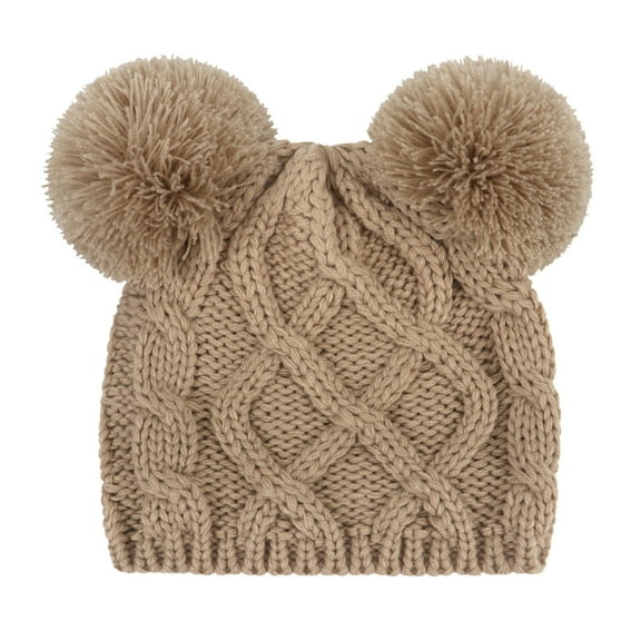 Baby Boy Hats Toddler Kids Winter Soft Knitted Warm Furry Bear Ears Hat Khaki 6 Months-18 Months
