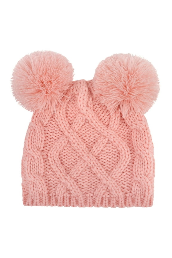 Baby Boy Hats Toddler Kids Winter Soft Knitted Warm Furry Bear Ears Hat Red 6 Months-18 Months