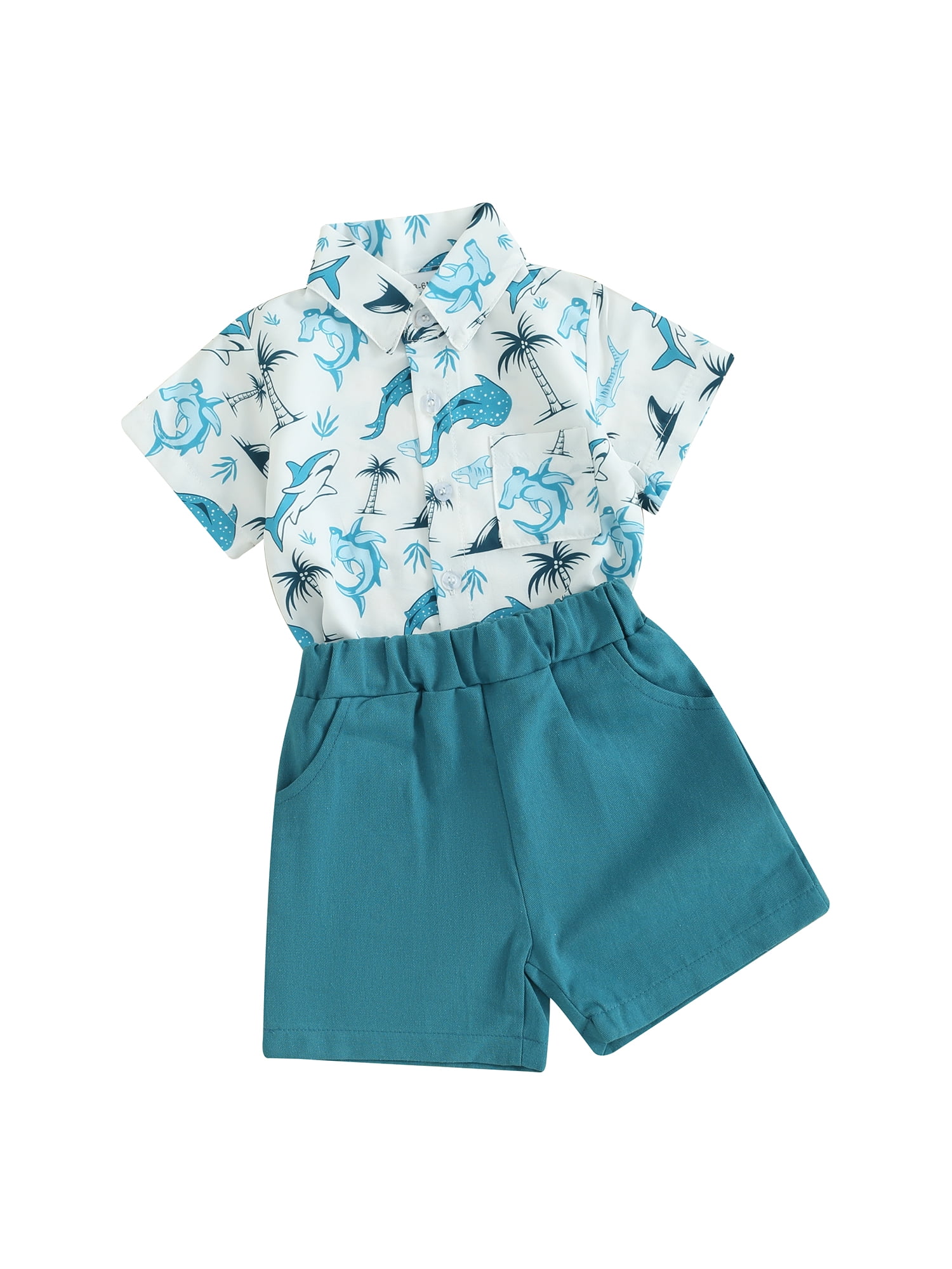 Baby Boy Hawaiian Clothes Short Sleeve Button Down Shirt Bermuda Shorts