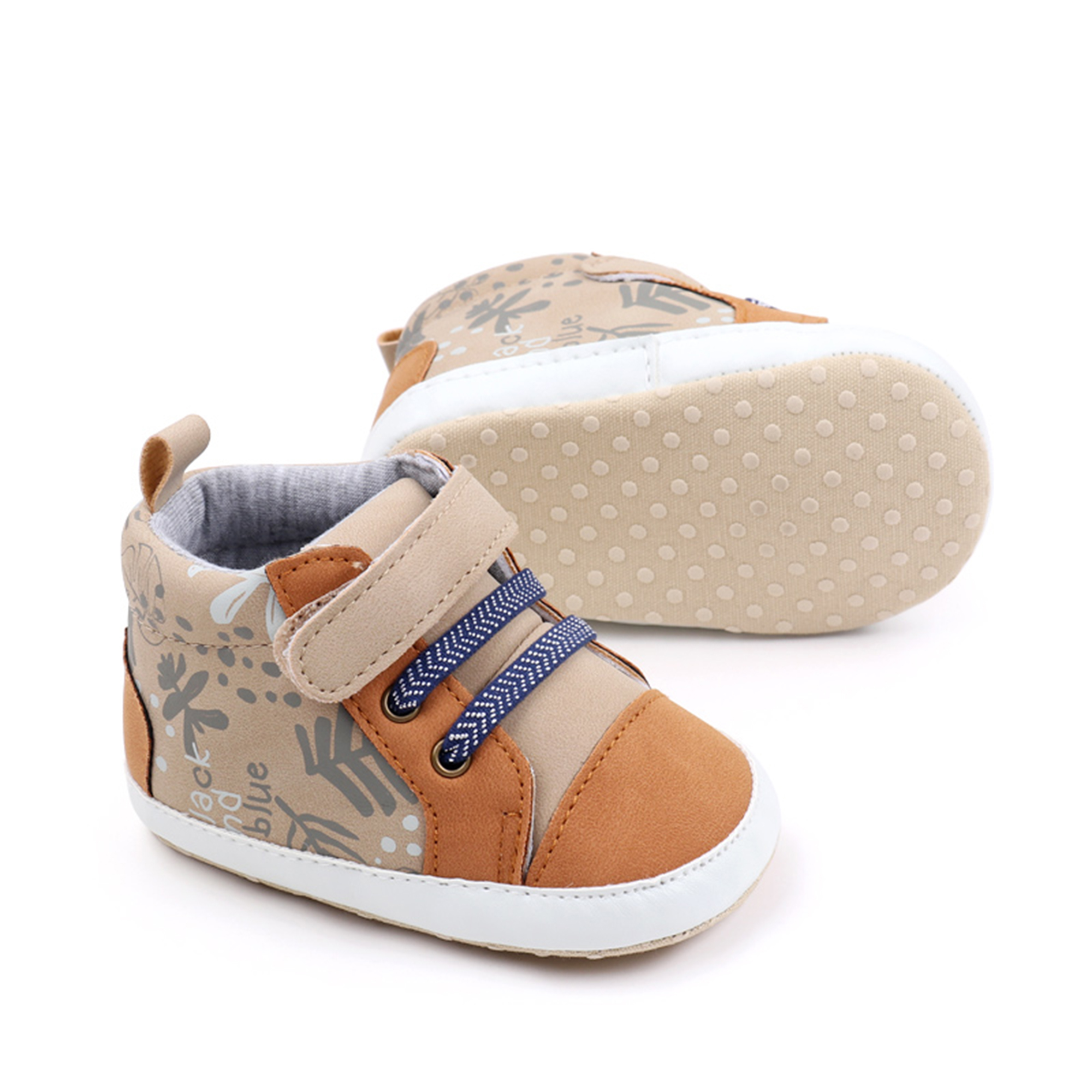 Baby Boy High-Top Ankle Sneakers, PU Leather Anti-Slip Soft Sole Sport ...