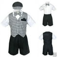 thumbnail image 1 of Baby Boy Infant Toddler Wedding Formal Party Shorts Black Vest Suit S-4T Gingham, 1 of 7