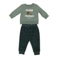 thumbnail image 1 of Chick Pea Baby Baby Boy Infant and Newborn Jogger Set Long Sleeve with Pants 2 PC Set Velour Velvety Green 6-9M, 1 of 2