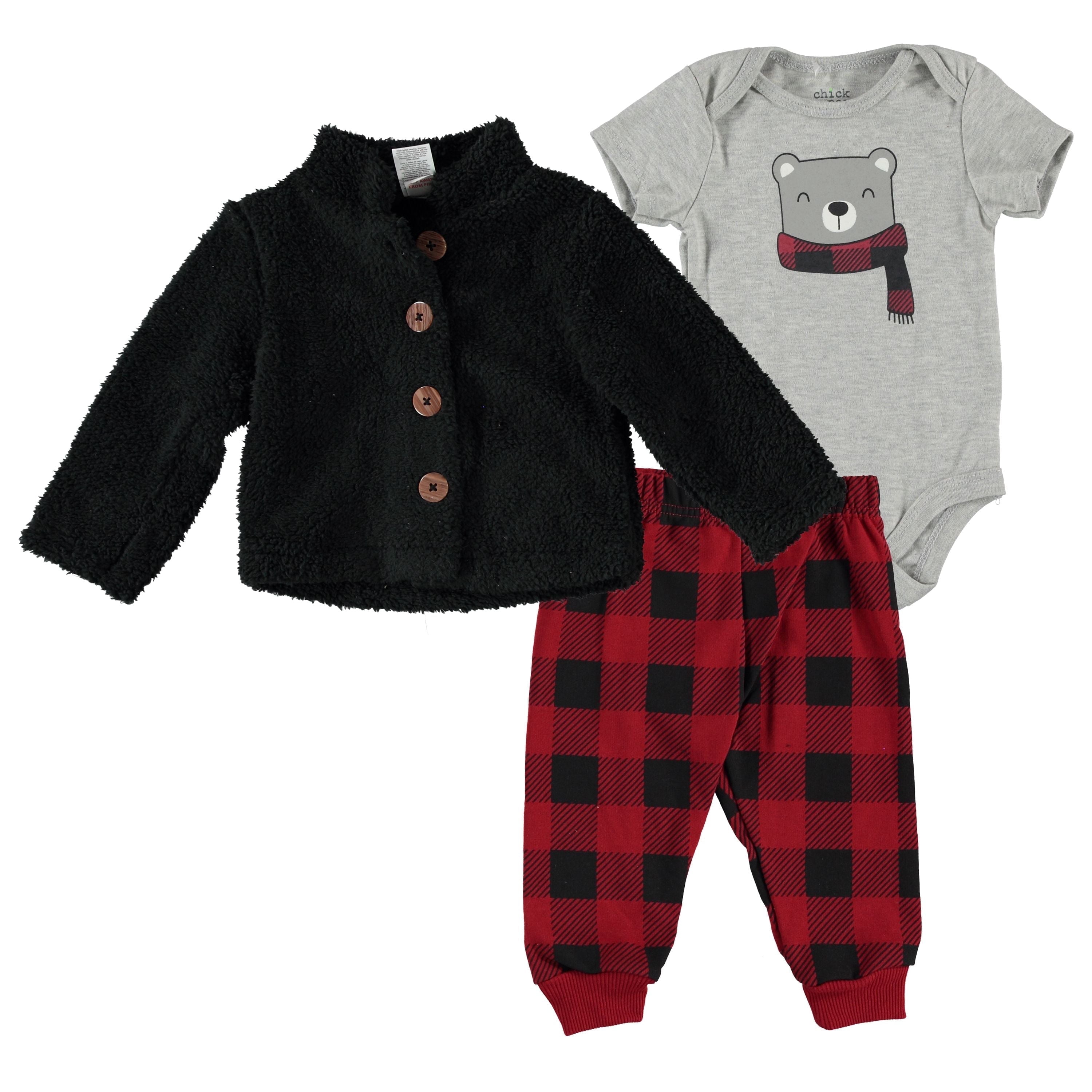 Chick Pea Baby Baby Boy Jacket Set Holiday Clothing for Newborn and Toddler Sherpa Snow Animals Holiday Plad 18M