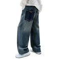 thumbnail image 1 of Baby Boy Jeans Toddler Kids Boys Cargo Jeans Spring Fall Wide Leg Vintage Wash Ripped Denim Pants Streetwear Jeans for Teens 6 Years-7 Years Blue, 1 of 7