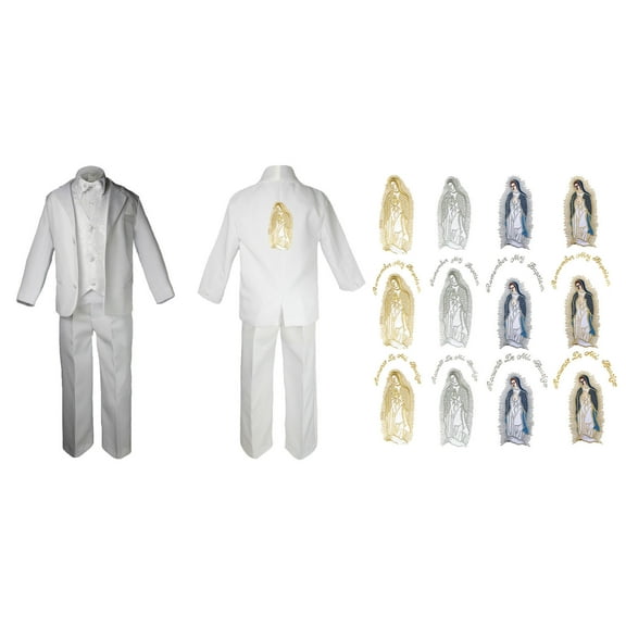 Baby Boy Kid Christening Baptism Formal White Suit Back Guadalupe Maria Sm-7