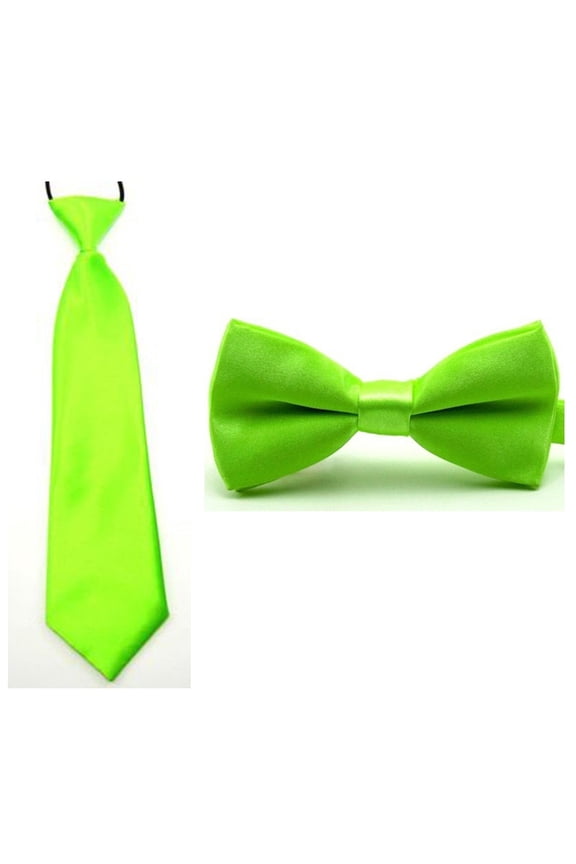 Baby Boy Kid Classic Satin Solid Color Bowtie Bow Tie Necktie Matching Set