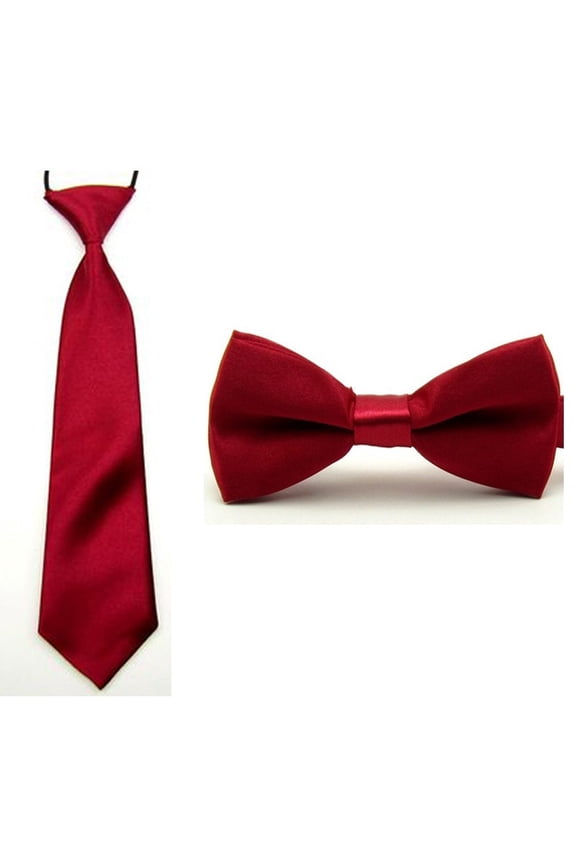 Baby Boy Kid Classic Satin Solid Color Bowtie Bow Tie Necktie Matching Set