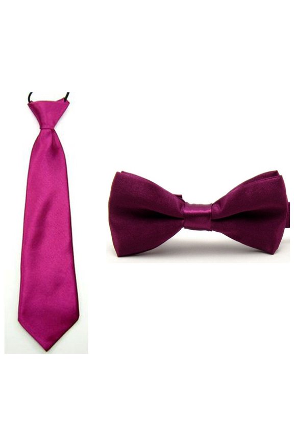 Baby Boy Kid Classic Satin Solid Color Bowtie Bow Tie Necktie Matching Set