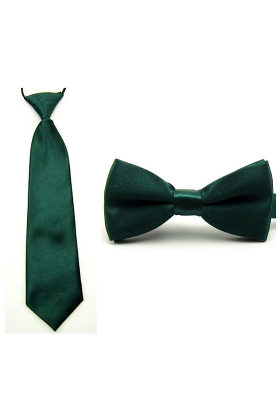 Baby Boy Kid Classic Satin Solid Color Bowtie Bow Tie Necktie Matching Set