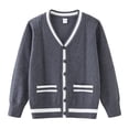 thumbnail image 1 of Baby Boy Long Sleeve Cardigan Toddler V-Neck Outerwear Infant Fall Winter Coat Boy Knit Cardigan Sweater Gray 7-8 Years, 1 of 5