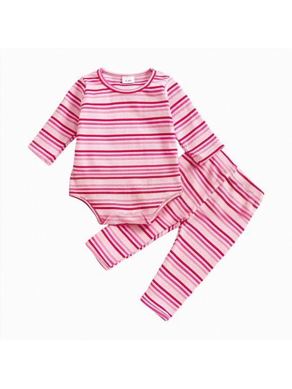 Baby Boy Long Sleeve Pajama Set Bodysuit Stretch Leggings 2 Piece Set Soft Knit Outfit Simple Daily Loungewear Outfit For Baby Boys Kaprioy Boys Clothes Fall Winter