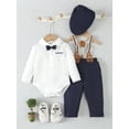 thumbnail image 1 of Baby Boy Long Sleeve Shirt And Overalls Set+Hat, 1 of 5