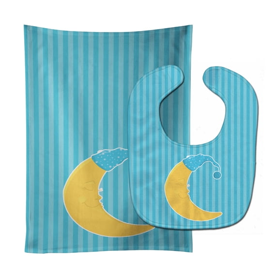 Baby Boy Moon Baby Bib & Burp Cloth