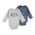 thumbnail image 1 of Baby Boy Newborn Essentials Baby Onesie Long sleeve Bodysuit 2 PC Set Football Nautical Blue 6-9M, 1 of 2