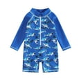 thumbnail image 1 of Baby Boy One Piece Swimsuit Infant Rash Guard Cute Print Long Sleeve Zipper Swimwear Sun Protection Bathing Suit Beachwear, 1 of 7