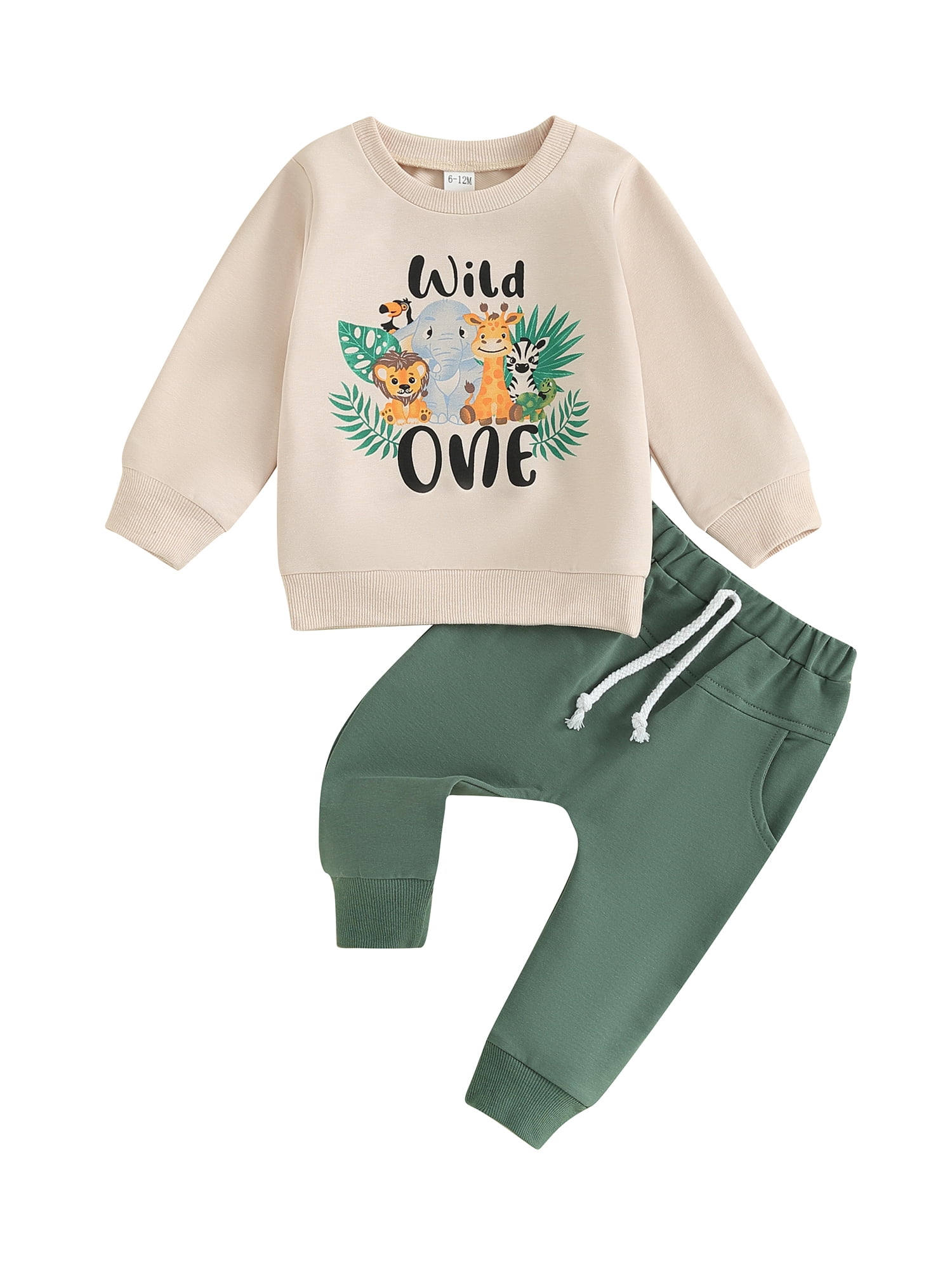 Baby Boy One Year Old Boy Birthday Outfit Wild One Long Sleeve Sweatshirt and Long Pants Set Summer Clothes
