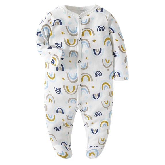 Baby Boy Onesies Bag Long Sleeved Bag Feet Crawling Cartoon Comfort Clothes Baby Boy Romper Blue 6 Months-9 Months