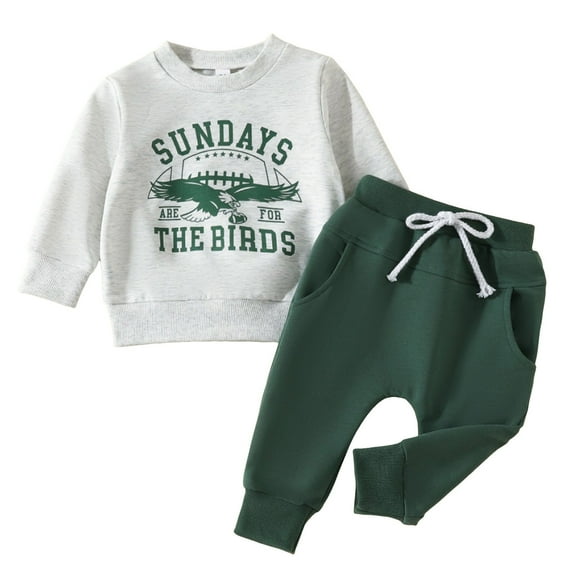 Baby Boy Outfit Baby Christmas Outfit Toddler Baby Boy Fall Winter Clothes Funny Letter Long Sleeve Sweatshirt and Pants Set 2 Piece Sweatsuit Outfit Grey 18-24 Months