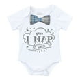 thumbnail image 1 of Baby Boy Outfit I Nap So Hard with Blue and Gray Plaid Bow Tie Grey Writing Preppy Hipster Baby Shower Birthday Gift Noah's Boytique 12-18 months, 1 of 3