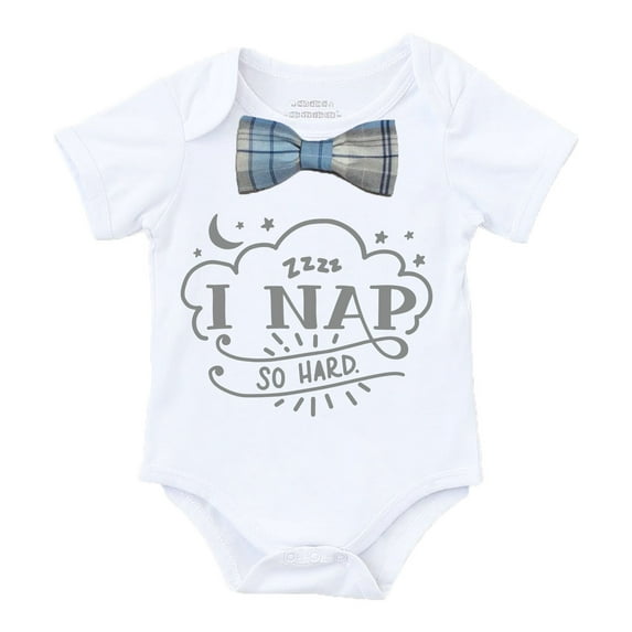 Baby Boy Outfit I Nap So Hard with Blue and Gray Plaid Bow Tie Grey Writing Preppy Hipster Baby Shower Birthday Gift Noah's Boytique 18-24 months