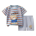thumbnail image 1 of Baby Boy Outfit Kids Boys Girls Summer Cartoon Printed Short Sleeved Tops and Shorts 2Pc Suit Girl Outfits Light Blue 3 Months-9 Months, 1 of 3