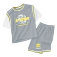 thumbnail image 1 of Baby Boy Outfit Kids Boys and Girls Summer Quick Dry Short Sleeve T Shirt and Mesh Shorts Sportswear Set Boys Outfits Grey 12 Years-13 Years, 1 of 3