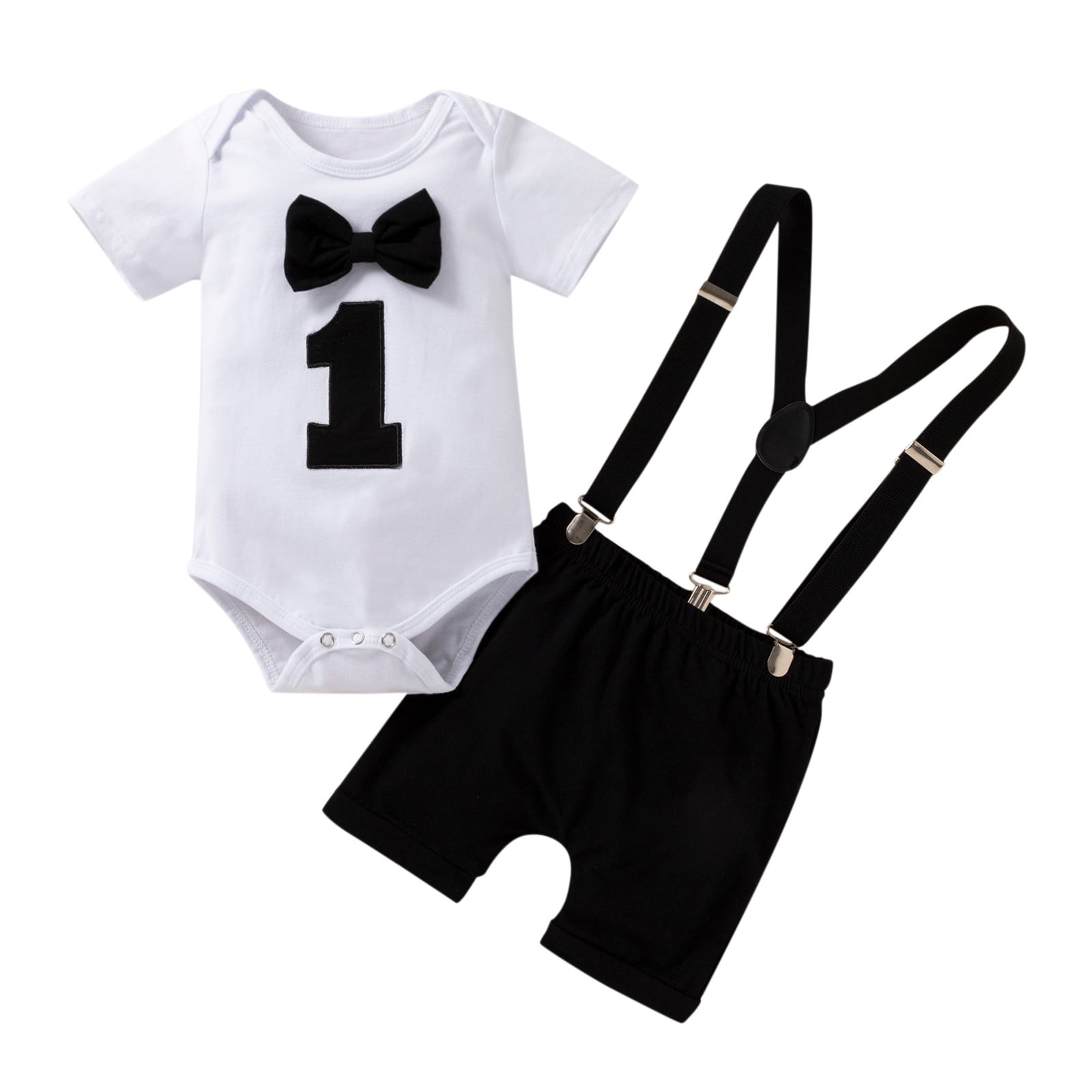 Baby Boy Outfit Kids Toddler Bodysuit Tie Birthday First Romper Bow ...