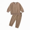 thumbnail image 1 of Baby Boy Outfit Little Boys Autumn Winter Solid Color Long Sleeve Elastic Waist 2T-5T Everyday Set 2-Pieces, 1 of 4