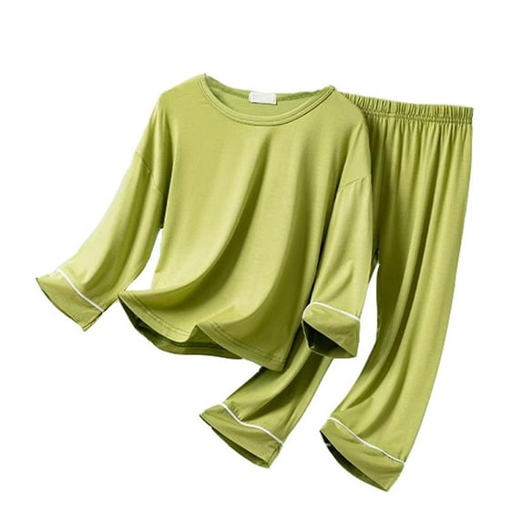 Baby Boy Outfit Long Sleeve Shirt Shorts Set Summer Solid Color Home Wear Casual Baby Boy Clothes Green 6 Years-7 Years