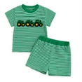 thumbnail image 1 of Baby Boy Outfit Summer Kids Toddler Boys Casual Outfit Car Print Short Sleeve T Shirt and Shorts Hawiian Style Suit Baby Outfits Green 2 Years-3 Years, 1 of 3