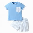 thumbnail image 1 of Baby Boy Outfit Toddler Boys Sets Kids Spring Summer Cotton Stripe Print Short-sleeved Training 12 18 24 Month 3T 4T 5T T-shirt with Elastic Waist Shorts T Shirt Set Clothes 2PCS, 1 of 9