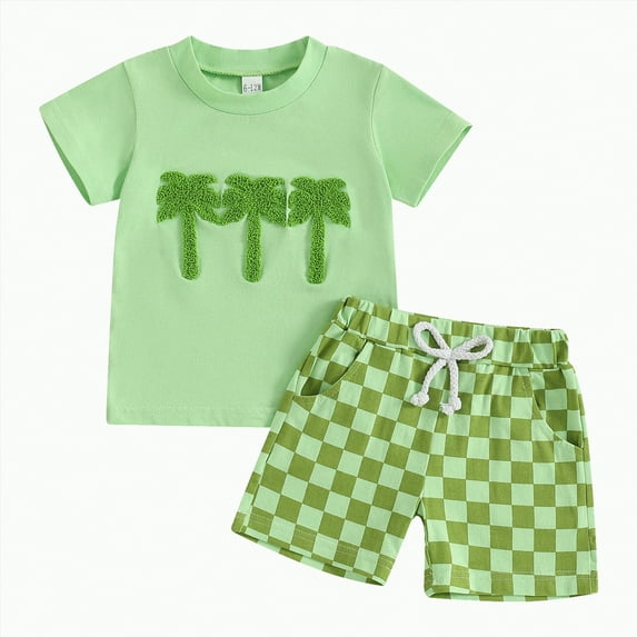 FIOMVA Toddler Girl Summer Outfit Set - Short Sleeve Top & Shorts (Sizes 0-24M, 2T, 3T)