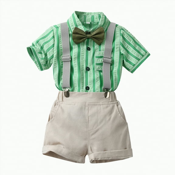 Baby Boy Outfit Toddler Kids Children's Spring Summer Striped Prints Short Sleeve Casual 18-24 Months 2t 3t 4t 5t 6t T Shirt Shorts Two Piece Set Pieces